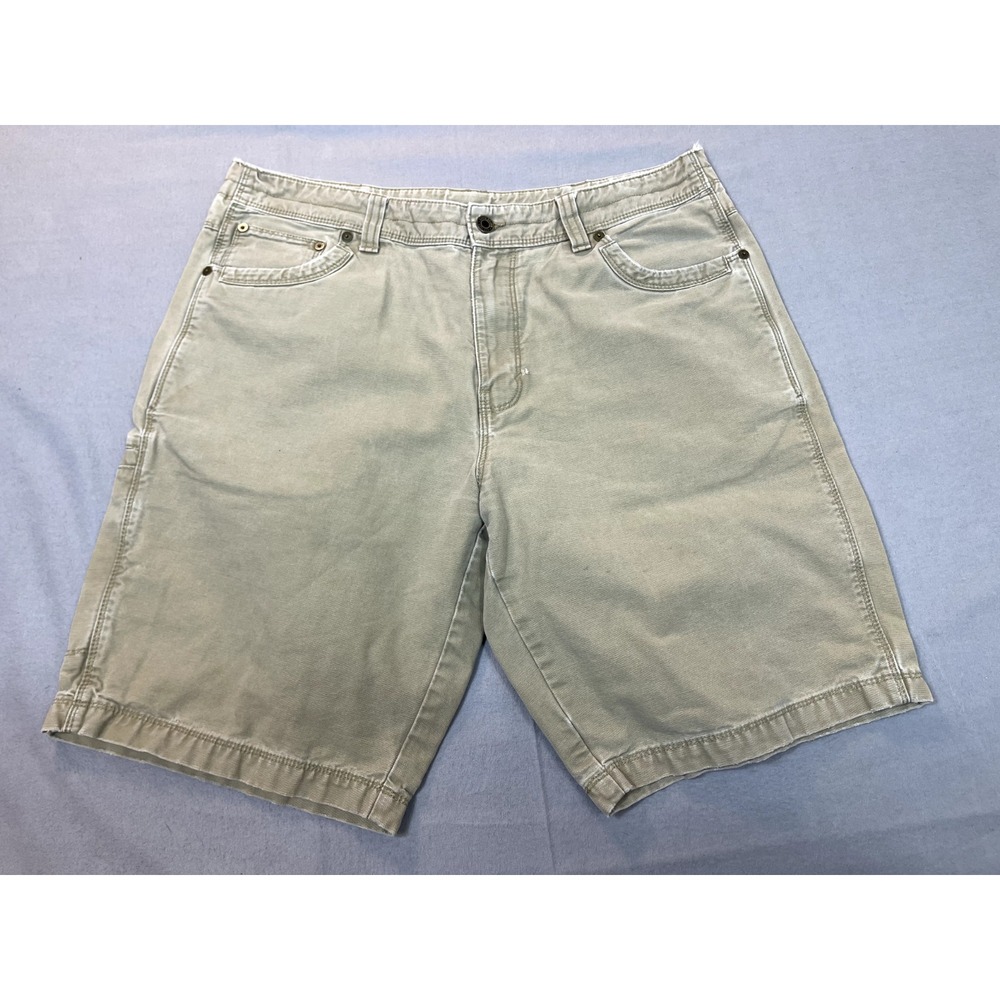 Eddie Bauer Shorts 36 Denim Flat front Beige Flat Front Mens